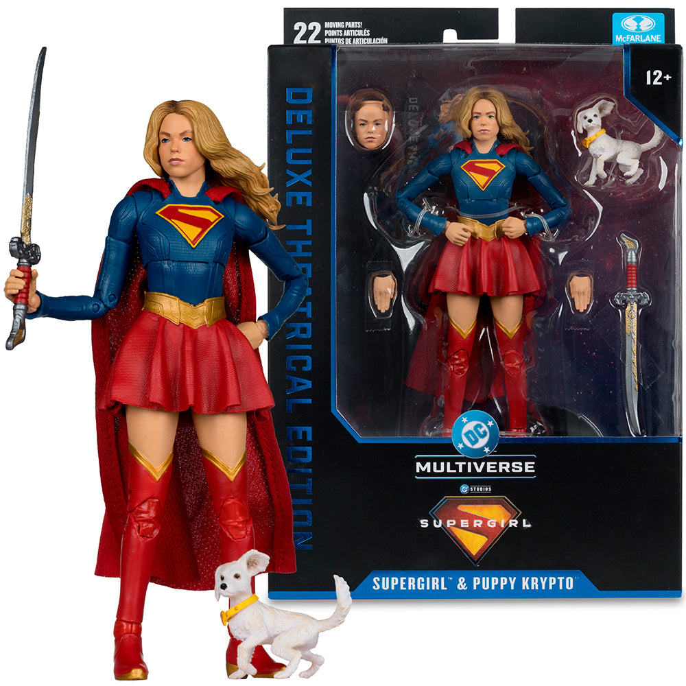 DC Multiverse Supergirl and Baby Krypto (Supergirl Movie) 7in Action Figure Deluxe Theatrical Edition