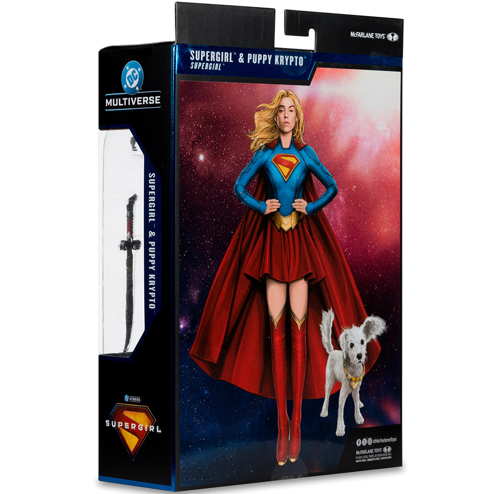 DC Multiverse Supergirl and Baby Krypto (Supergirl Movie) 7in Action Figure Deluxe Theatrical Edition